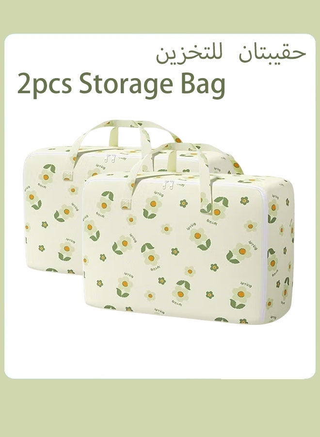 2 Pcs Large Moving Bags, Storage Bag Organizer,105L Clothes Storage Box, Blanket Storage Bag with Strong Zippers and Carrying Handles, Storage Totes for Clothes, Moving Supplies, Outdoor Traveling Household Clothing Storage Bag, Space Saving - Image 1